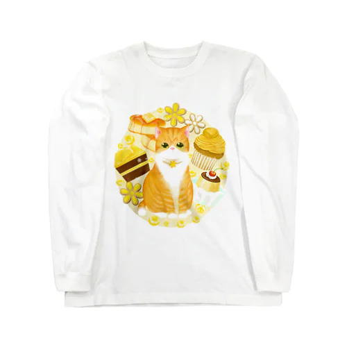 ニャンコと美味しい時間シリーズ「YELLOW・スイーツ」 ロングスリーブTシャツ