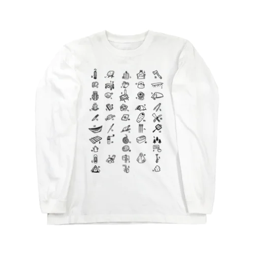 キャンプで覚えるあいうえお（黒） Long Sleeve T-Shirt