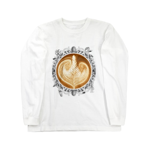 【Lady's sweet coffee】ラテアート エレガンスリーフ / With accessories Long Sleeve T-Shirt