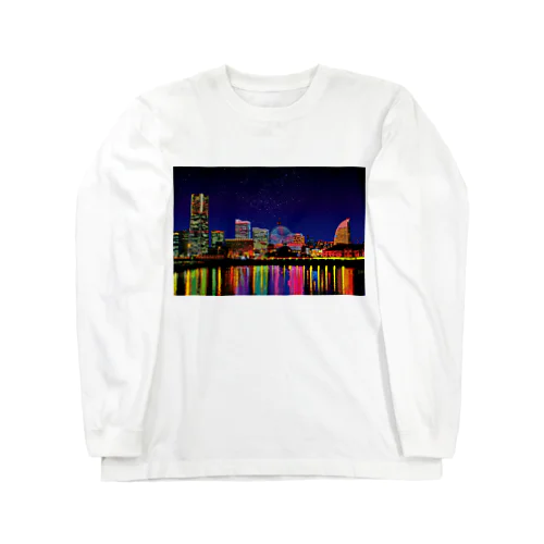 横浜 みなとみらいの夜景 ロングスリーブTシャツ