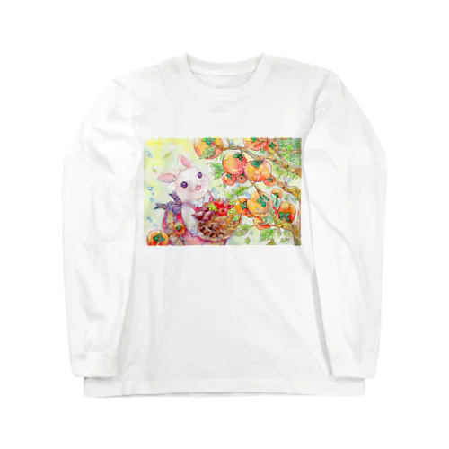 うさぎと柿など実りの秋 Long Sleeve T-Shirt