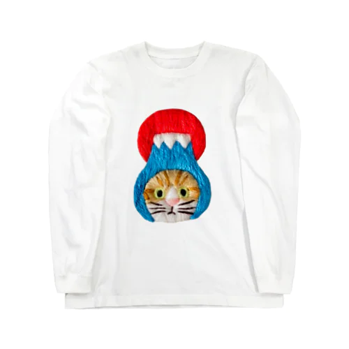 かぶる猫[富士山(初日の出)ver.](茶白猫) Long Sleeve T-Shirt