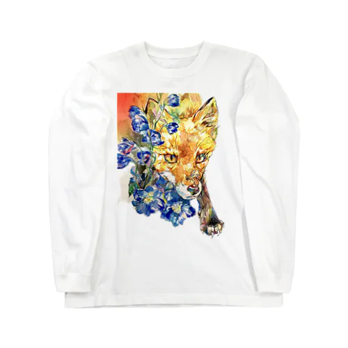 幼い狐とデルフィニウム ロングスリーブTシャツ