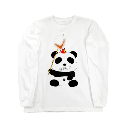 焚き火パンダ 롱 슬리브 티셔츠