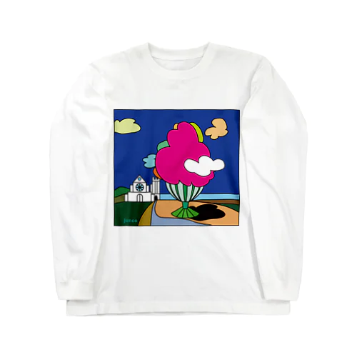 幸せの丘ピンクの木 Long Sleeve T-Shirt