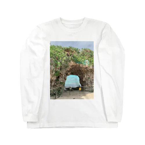 沖縄の海と洞窟 ロングスリーブTシャツ