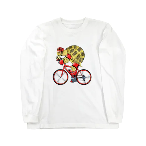 カメの自転車乗り ロングスリーブTシャツ