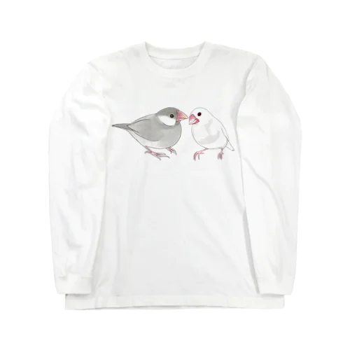 幸せ文鳥ちゃん【まめるりはことり】 Long Sleeve T-Shirt