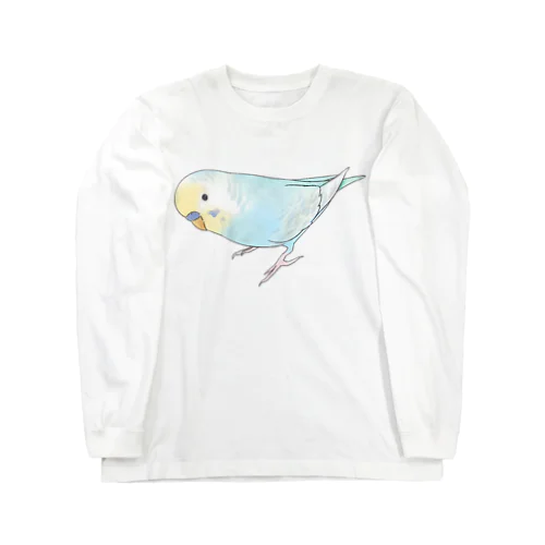 レインボーなセキセイインコちゃん【まめるりはことり】 ロングスリーブTシャツ