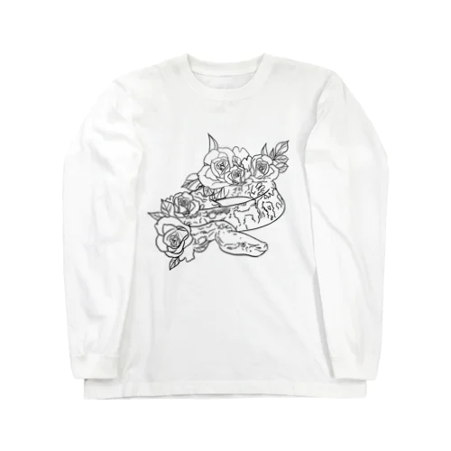 ｢omochi｣(線画)アルビノボールパイソン Long Sleeve T-Shirt