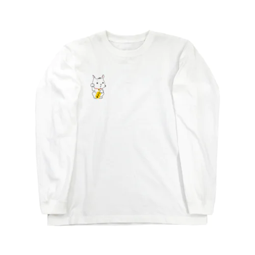 白い猫のNISAI ロングスリーブTシャツ