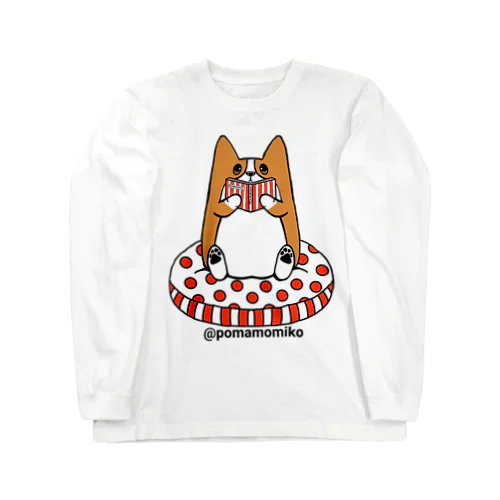 pomamomiko コーギー　Tシャツ WelshCorg Corgi 読書 Long Sleeve T-Shirt