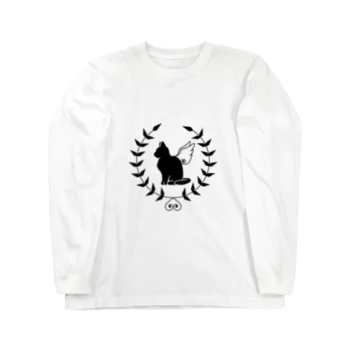 羽ねこさん(黒) Long Sleeve T-Shirt