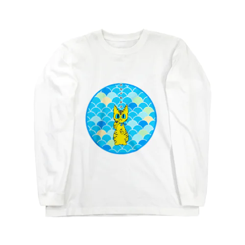 世界平和祈念招き猫(とら、丸に青海波) Long Sleeve T-Shirt