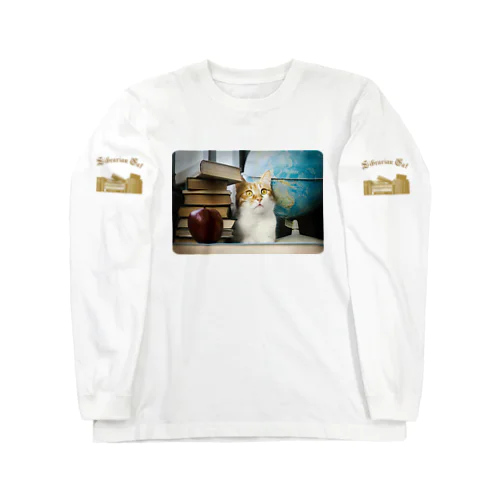 図書館猫 蔵書印 ♡ Librarian Cat ♡ Ukraine ウクライナ 本と猫 読書 ♡ Donation Items Long Sleeve T-Shirt