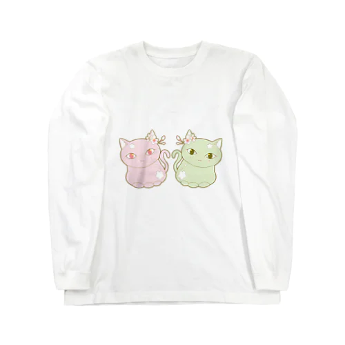 四季猫さん(春/桜)(ピンク/グリーン) Long Sleeve T-Shirt