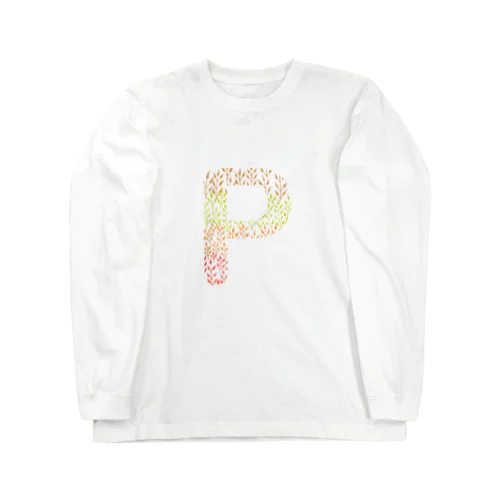 Alphabet P -gradation leafs style- ロングスリーブTシャツ