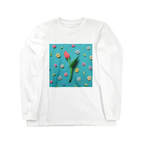 ピンクチューリップの春 Long Sleeve T-Shirt