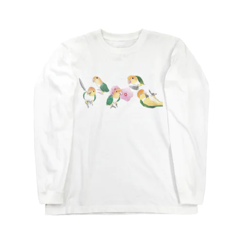 あつまれシロハラインコちゃん【まめるりはことり】 Long Sleeve T-Shirt