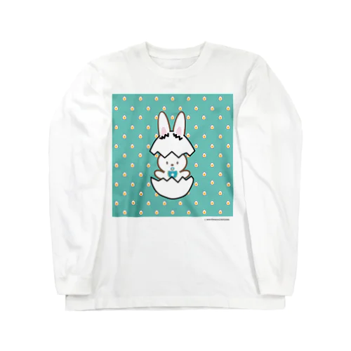 たまごドットからうさぎ誕生？うさぎビッグ青！！！ Long Sleeve T-Shirt