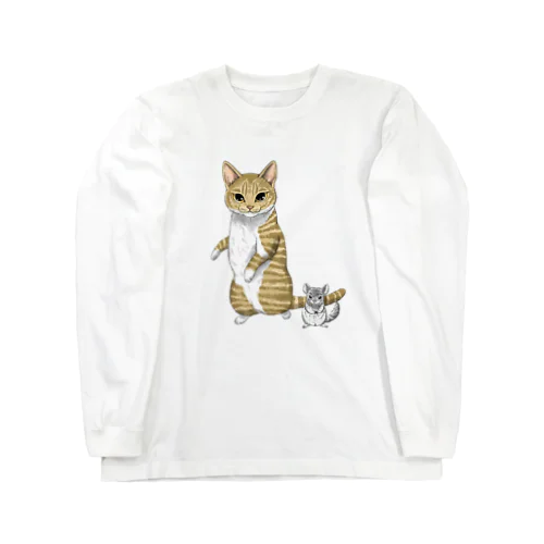 猫とチンチラ ロングスリーブTシャツ