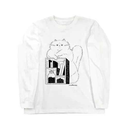 ねこの本棚（白） Long Sleeve T-Shirt