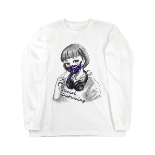 迷彩マスク  パープル　文字黒 Long Sleeve T-Shirt