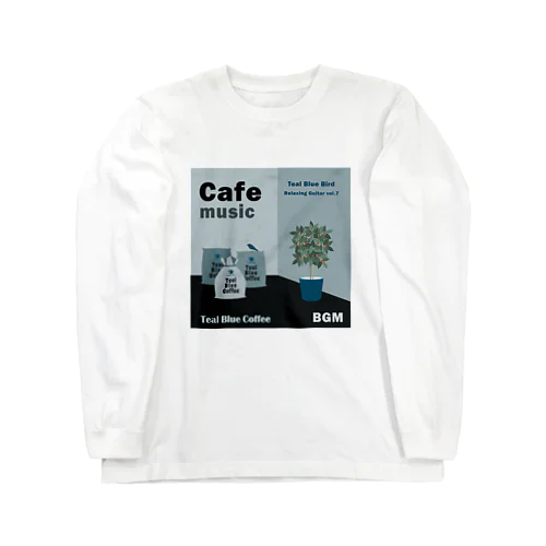 Cafe music - Teal Blue Bird - ロングスリーブTシャツ
