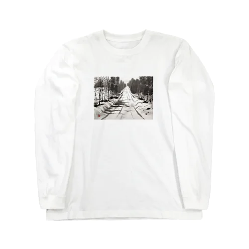 墨絵　雪道 Long Sleeve T-Shirt