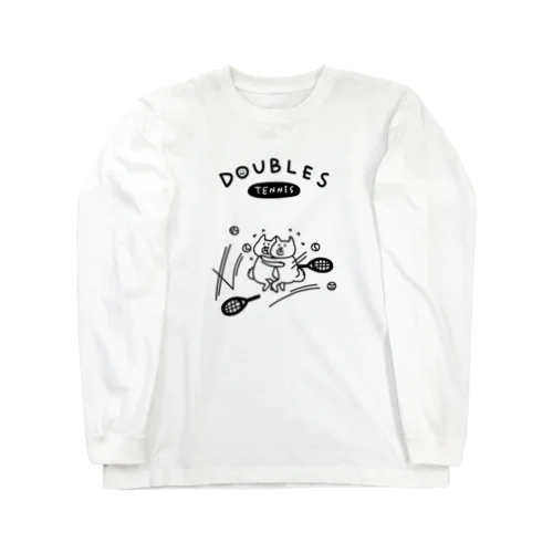 テニス　ダブルスに挑むイヌ Long Sleeve T-Shirt