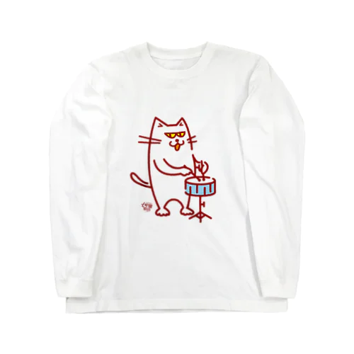 どや猫楽団・スネアドラム ロングスリーブTシャツ