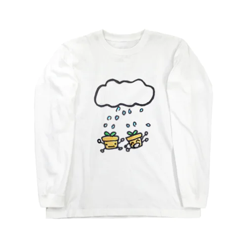 植木に雨を ロングスリーブTシャツ