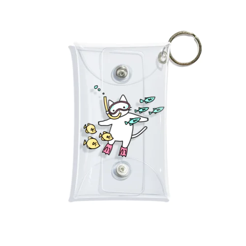 シュノーケリングをするねこ Mini Clear Multipurpose Case