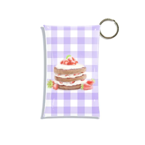 いちごケーキ〈チェック〉 Mini Clear Multipurpose Case