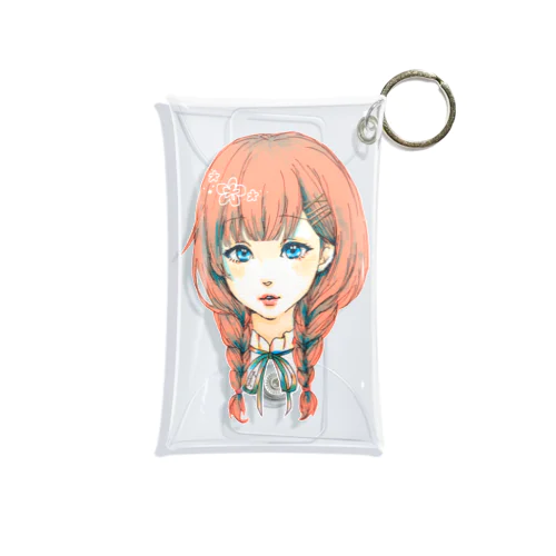 三つ編み女の子 Mini Clear Multipurpose Case