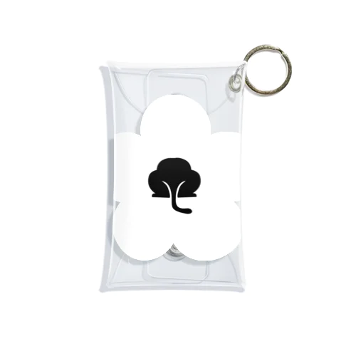動物家紋h.t.（裏梅ネコ尻）白 Mini Clear Multipurpose Case