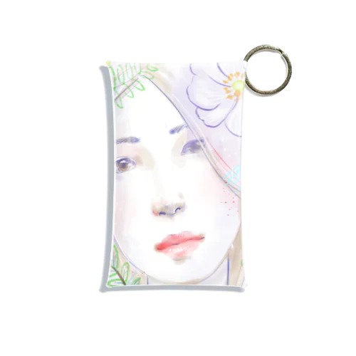 お花と水彩の子 Mini Clear Multipurpose Case