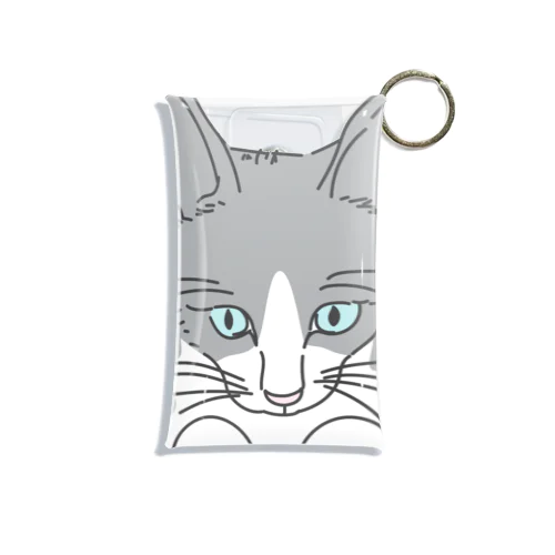 ひょっこり顔出し猫　グレーシロ Mini Clear Multipurpose Case