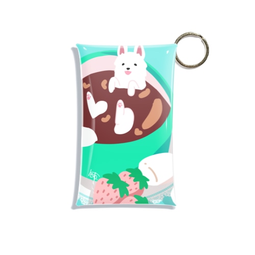 ホワイトシェパード×チョコ(ミントカラー) Mini Clear Multipurpose Case