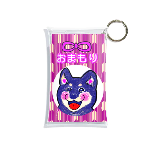 黒柴犬ちゃんおまもり(赤紫) 　dog Mini Clear Multipurpose Case