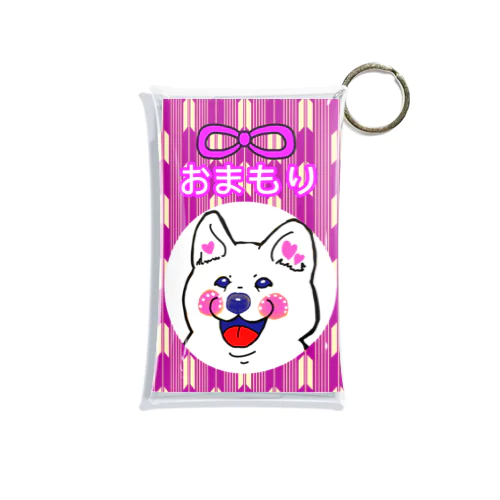 シロ犬ちゃんおまもり(赤紫)  dog Mini Clear Multipurpose Case