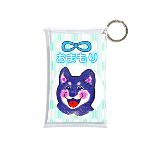 黒柴犬ちゃんおまもり(薄緑)　dog Mini Clear Multipurpose Case