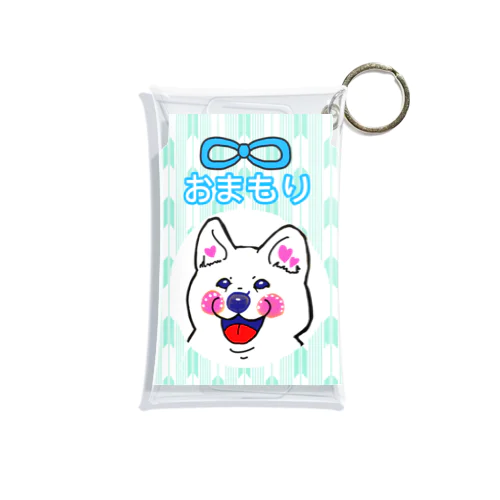 シロ犬ちゃんおまもり(薄緑) dog Mini Clear Multipurpose Case
