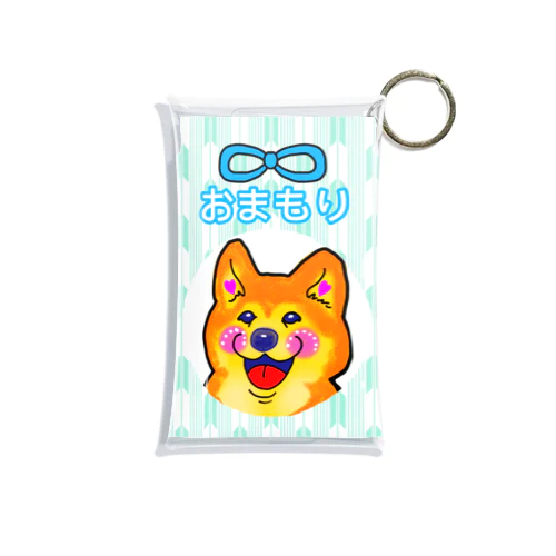 柴犬ちゃんおまもり(薄緑)  dog Mini Clear Multipurpose Case