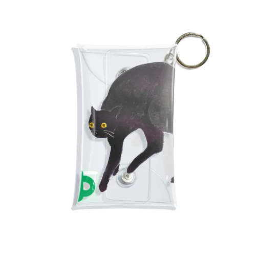 Black cat and green cup Mini Clear Multipurpose Case