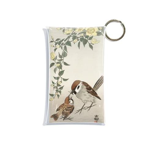 小原古邨　雀の親子  Ohara Koson / Birds and plants Mini Clear Multipurpose Case