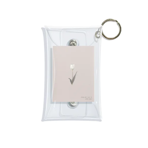 Dusty Peach Coral × White Flower Mini Clear Multipurpose Case