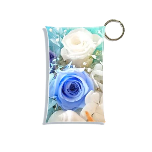 マリンブルーローズのおしゃれな花柄 Mini Clear Multipurpose Case