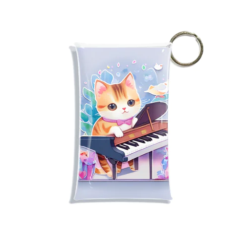 愛くるしい猫ちゃん＆ピアノ Mini Clear Multipurpose Case