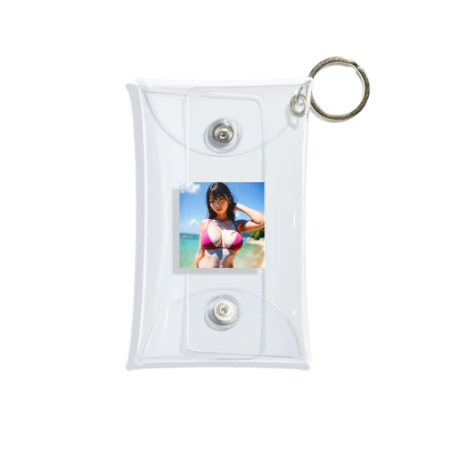 夏のビーチのハイビスカスちゃん 미니 투명 동전 지갑